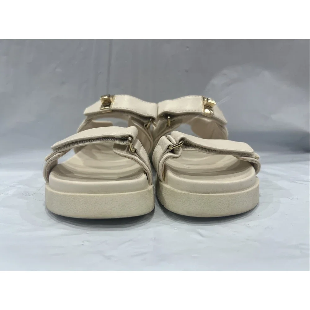 Steve Madden Mona Sandals Girls 1 Bone Adjustable Strap Comfort Flatform EBS2223